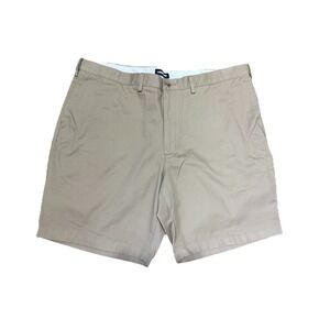 LANDS' END Mens Traditional Fit Khaki Beige Shorts Flat Front 8.5" Inseam Sz‎ 42